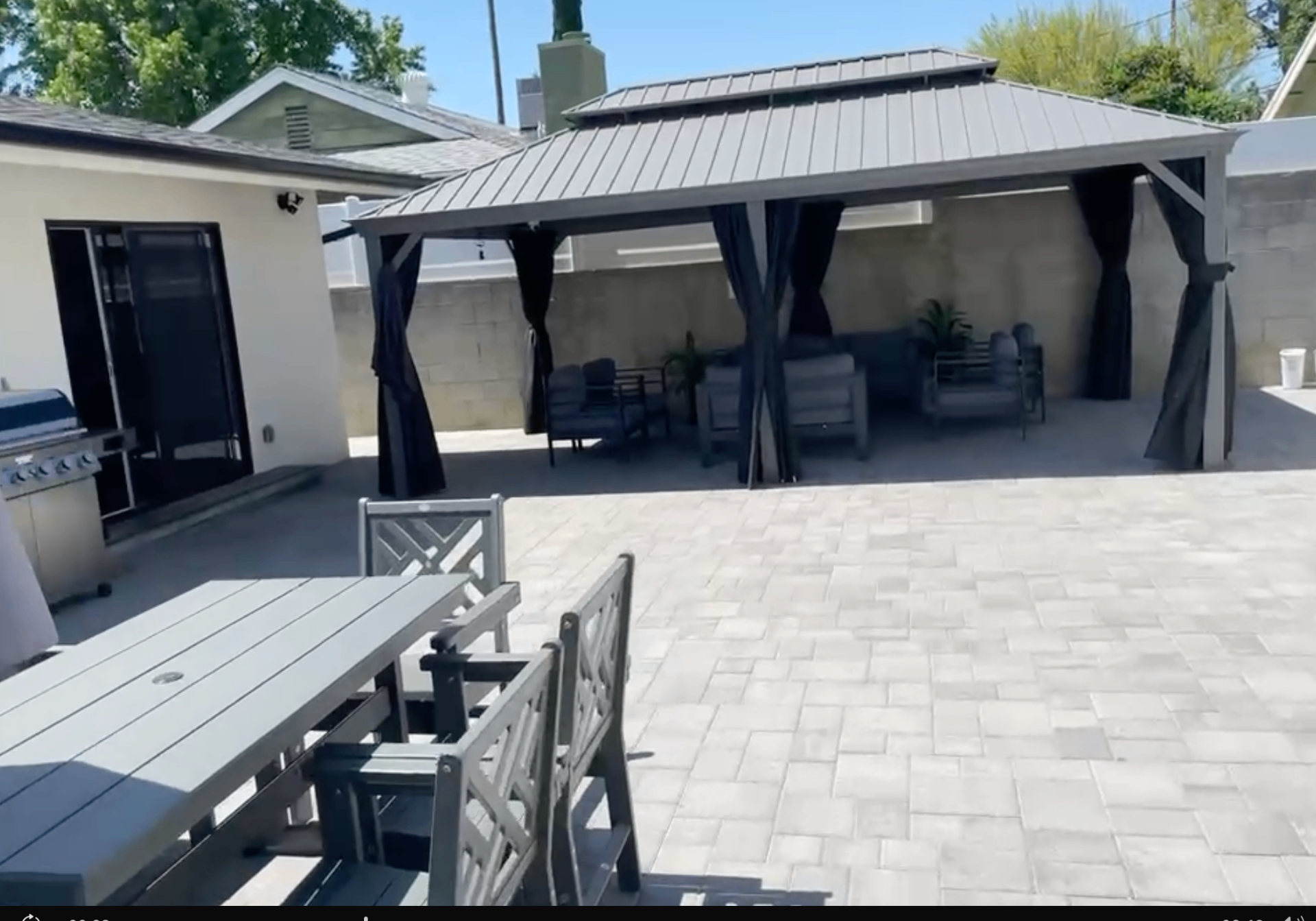 Outdoor cabana and seating area at Freedom Recovery